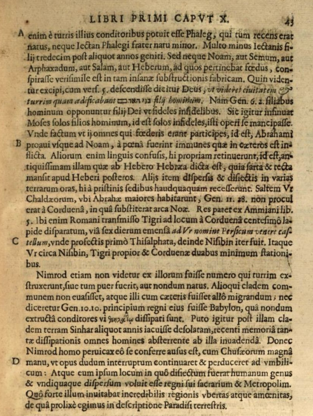 Bochart, Phaleg book one chapter ten, printed page 43, discussing Babel, Corduene and Ur